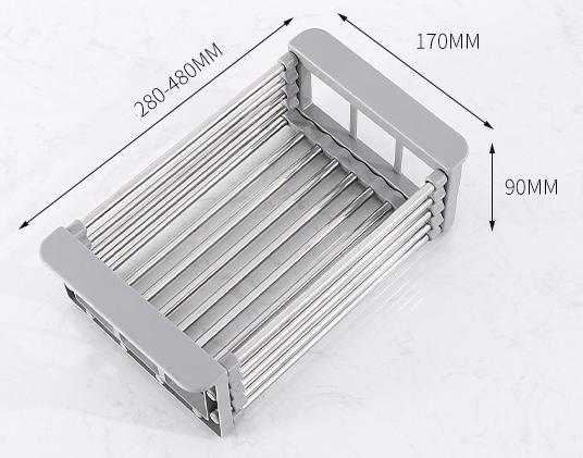 Adjustable Sink Drainer Basket Vegetable Dish Dryer Gray