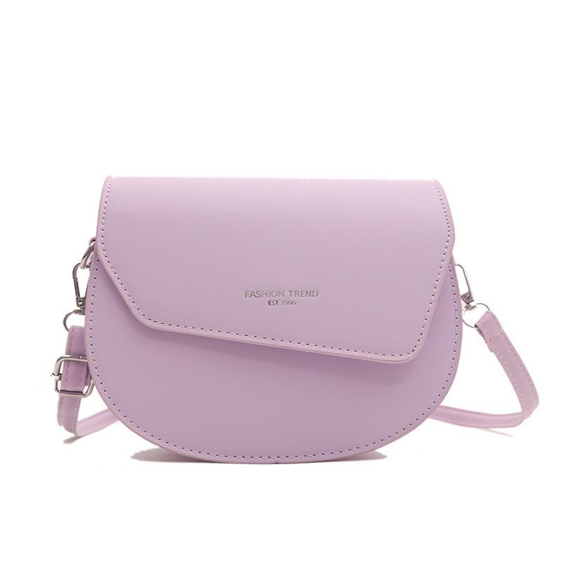 Trendy Street Style Oval Shape Saddle Bag With Stitching Detail Pu Single Shoulder Bag фиолетовый