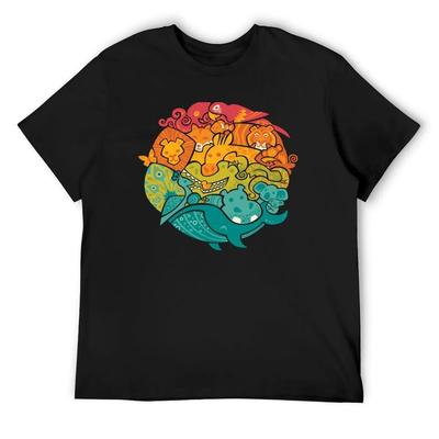 Animal Rainbow T-Shirt Kawaii Clothes Oversized Shirts Graphic Men Clothing