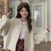 Korean Fashion Versatile Baseball Uniform Sweatshirt Jacket for Women Spring and Autumn Loose Stand-up Collar Cardigan Top