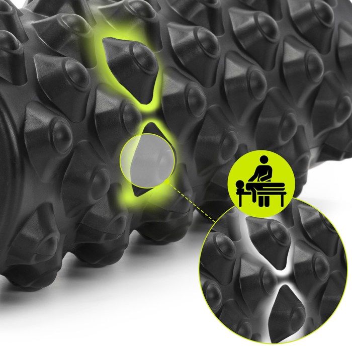 ACTIGET Rouleau de fitness pour massage corporel, masseur en mousse, rouleau mi-dur, noir