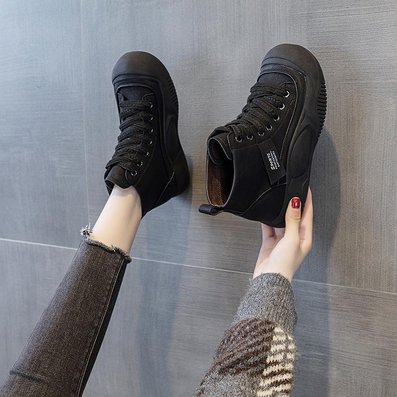 Martin boots women's shoes 2025 autumn new Internet celebrity platform heightening short boots high-top casual shoes retro British style