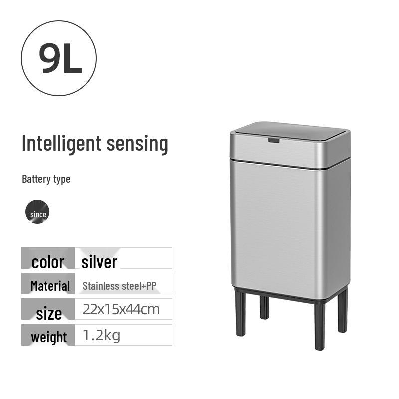 Large Capacity High-Legged Smart Sensor Trash Can with Lid for Kitchen, Bathroom, and Office