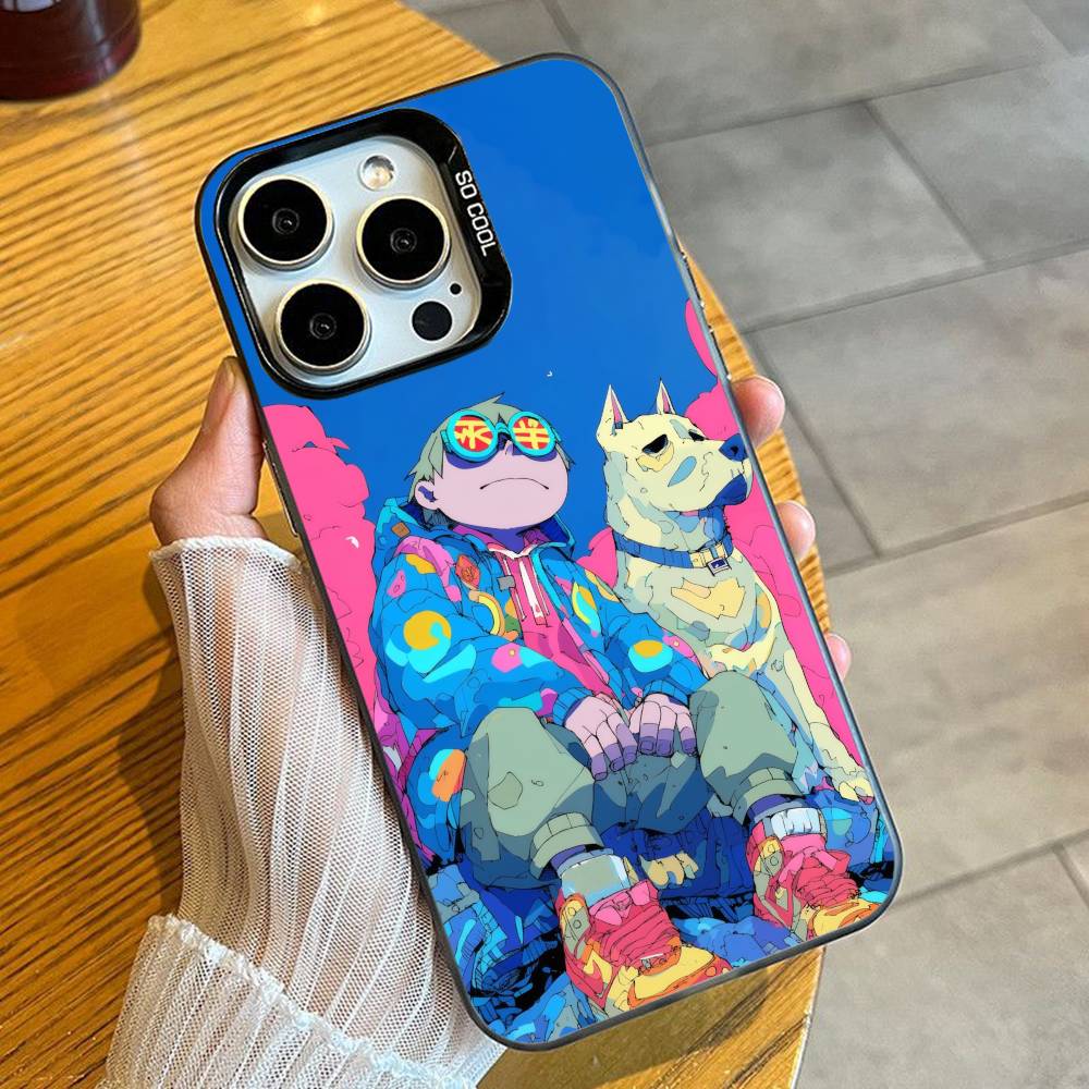 Colorful Aesthetic Dog Phone Case For iPhone 16 17 15 14 12 13 Pro Max Black Color Shockproof Cover