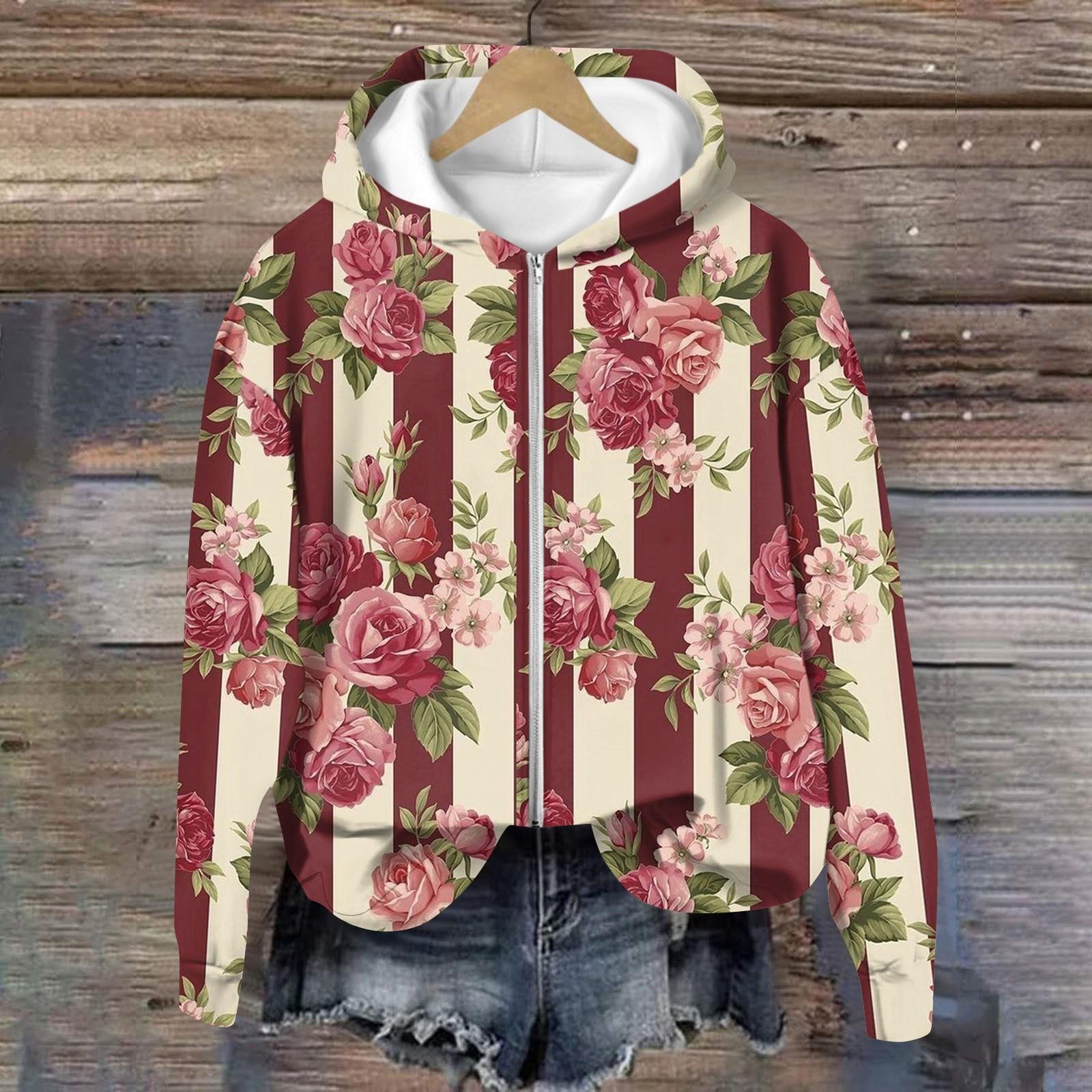 

Куртки женские с длинным рукавом на молнии с принтом верхняя одежда повседневные куртки XL винный