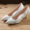 2025 Spring New Chinese Style Ethnic Cheongsam Shoes Women's Single Shoes Thin Heel Pointed Embroidery Fairy Style