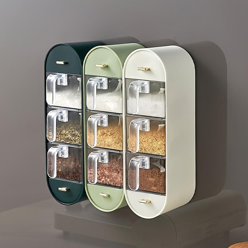Combination Seasoning Box Five Partition Wall Mounted Spice Box Household No Punching Kitchen Seasoning Box
