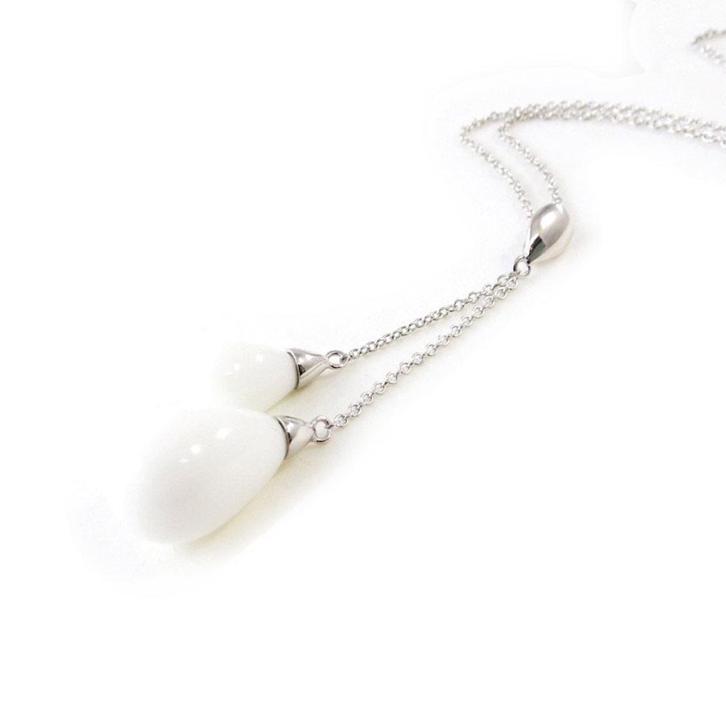 Les Trésors De Lily [I9894] - White 'Eva' Silver Necklace