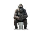 Gorilla Pattern Bathroom Set: Shower Curtain, Non-slip Bath Mat, Toilet Lid Mat, 12 Hooks.