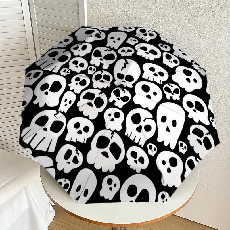 

1pc Skulls Pattern Umbrella with Plastic Handle,Suitable for All Seasons Home Travel Outdoor UmbrellaDD1529