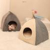 Teepee Shape Cat Cave Bed Pet Tent House Soft Cushion Anti-Slip Bottom