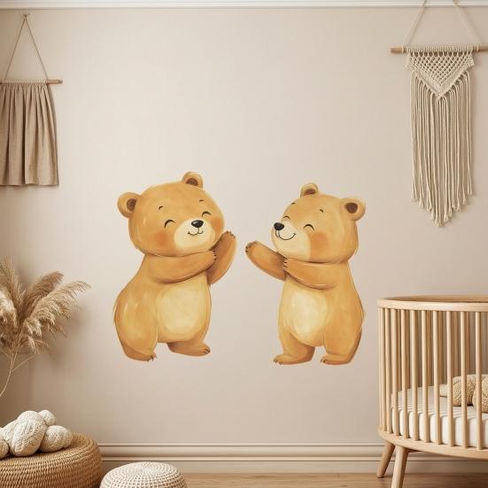 Bear Design Window Sticker, Self-Adhesive Waterproof Wall Decal for Living Room Bedroom Entrance Hall Home Decor