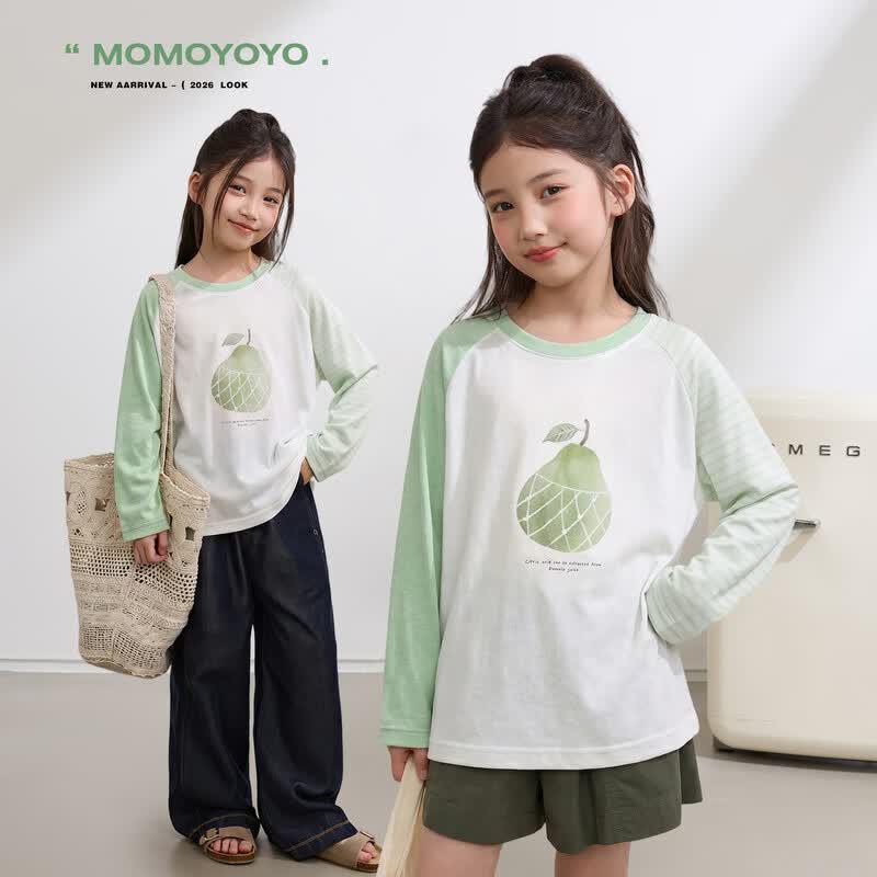 Girls  Color Block Raglan Long Sleeve Sun Protection T-shirt 110