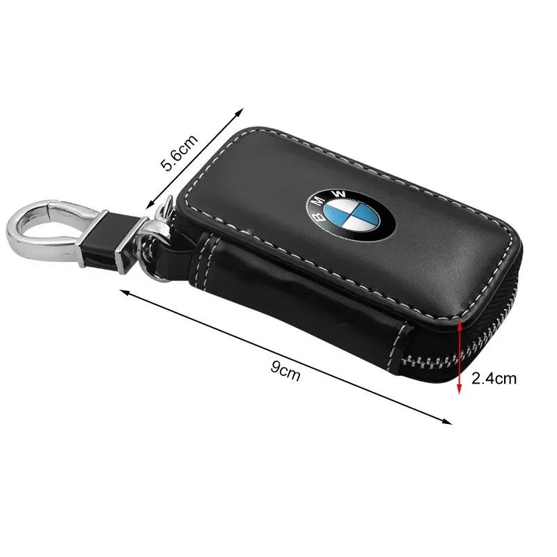 BAIG6 1Pcs Leather Emblem Car Key Case Keychain Zipper Key Case Bag For BMW M M3 M5 M6 M2 E46 E90 E60 F10 F30 E39 E36 F20 E87 G30 E70