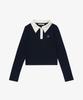 Solteuaenchokollis Contrast Collar Knit Navy 4W2416001