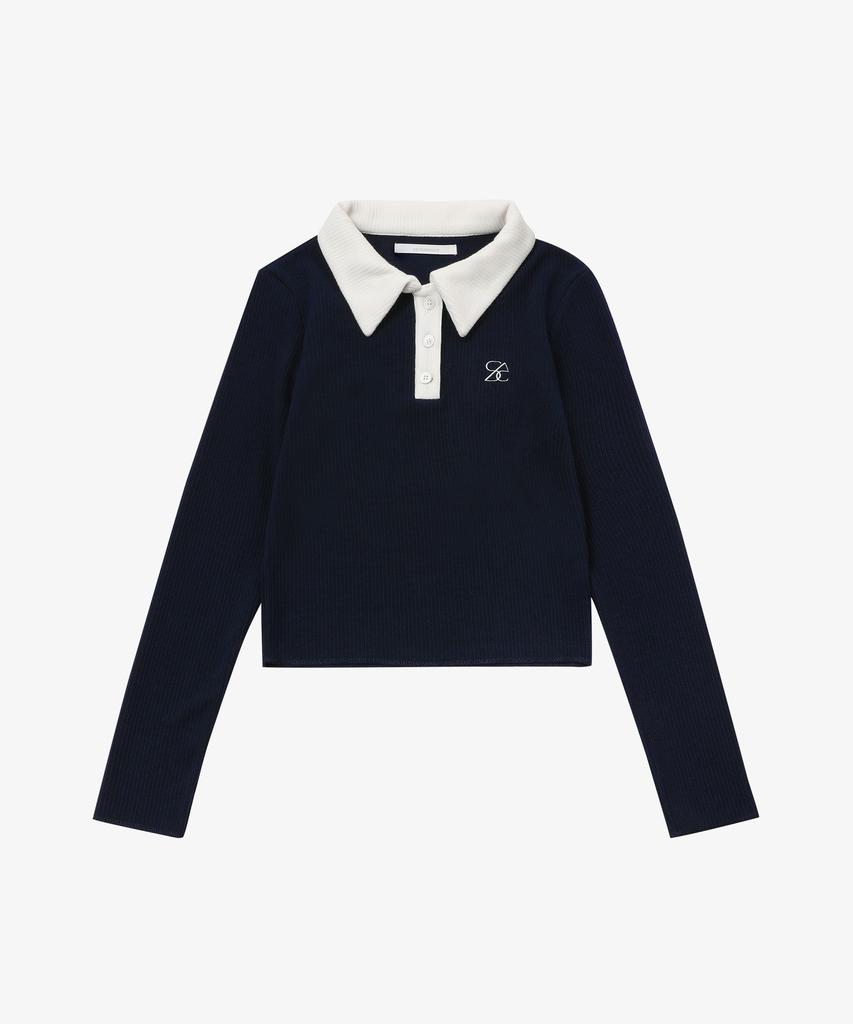 Solteuaenchokollis Contrast Collar Knit Navy 4W2416001