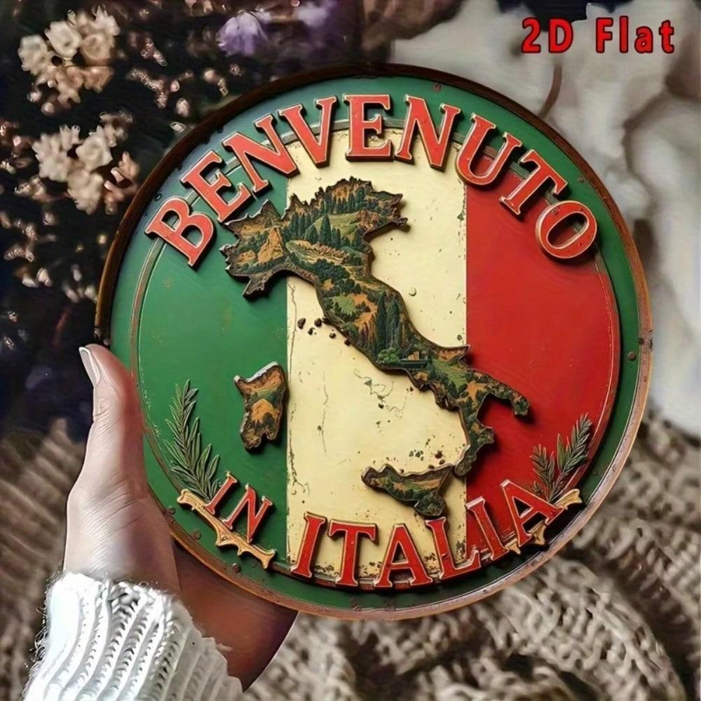 Vintage Italy Map Metal Sign Waterproof Aluminum Wall Art Home Decor