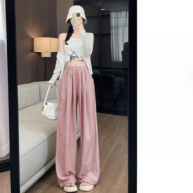 Bílé kalhoty Dámské Letní Nové Malé s vysokým pasem Široké nohavice