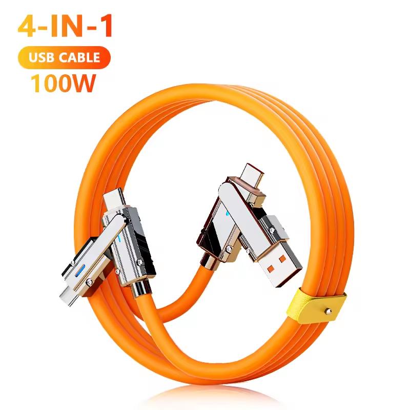CHXDEV 100W PD Charging Cable 4 in 1 Liquid Silicone C to C Fast Charging Promotional Gift Cable Silicone Data Cable 1 meter