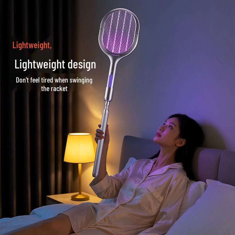 Rechargeable Telescopic Electric Mosquito Swatter & Lamp with USB Purple Light