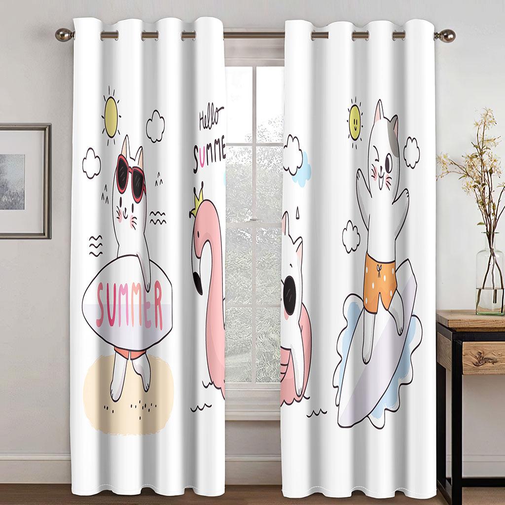 3D Dětské Duhové Závěsy Kreslená Zvířata Dinosaurus Králíček Závěsy Pokoje pro Kluky a Holky Ložnice Obývací Pokoj Dekorativní Závěsy