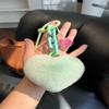 Lovely Heart Keychain Simple Car Key Chain Plush Pompoms Hanging Ornaments Keyrings Bag Pendant Keychain Accessories
