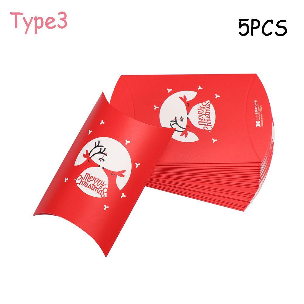 5/10PCS Home Decor Present pouch Party Pillow Shape Christmas Paper Candy Boxes Kraft Gift Bag Type3 5pcs