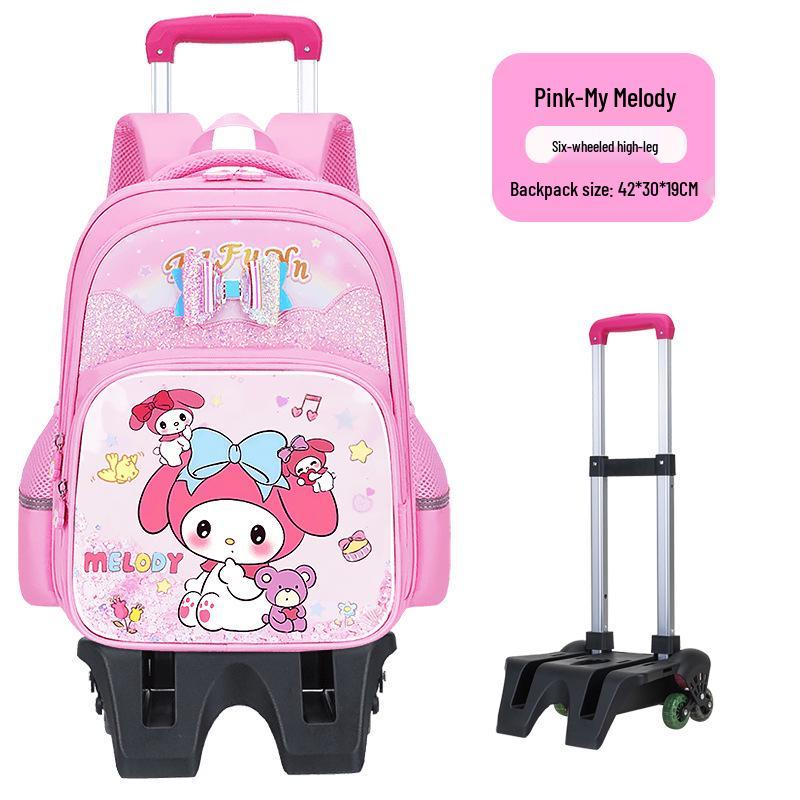 Lightweight Trolley Schoolbag for Primary School Girls - Large Capacity Backpack for Grades 1-6