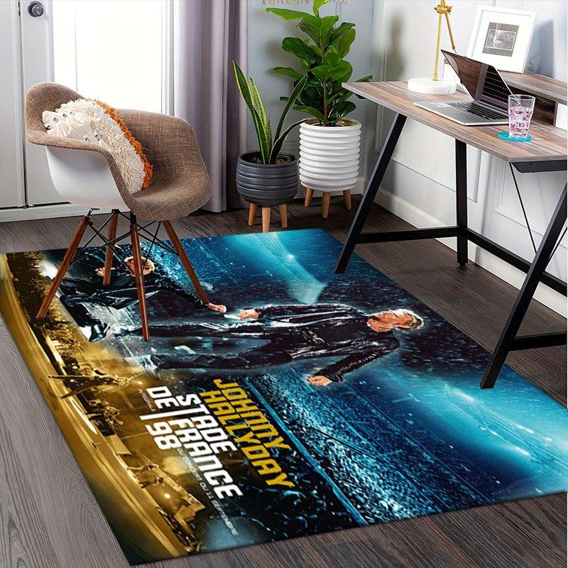 Johnny Hallyday Stade de France 98 Concert PosterOffice Mat Perfect for Home Decor Office Desk Chair Rugs Chair Carpet for office Polyester