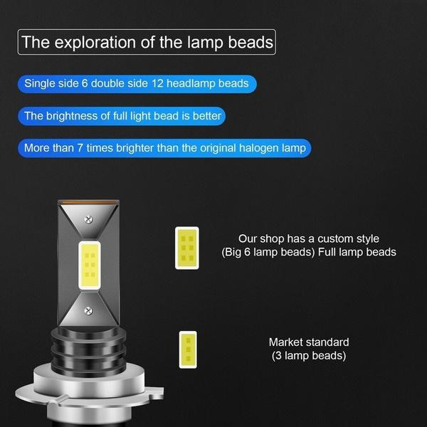 2Pcs H7 Led Car Headlight Bulb H4 H16 H8 H9 H1 H3 Auto Led Fog Light Lamp 9005 9006 Driving Front Light Headlamp High Power 12V