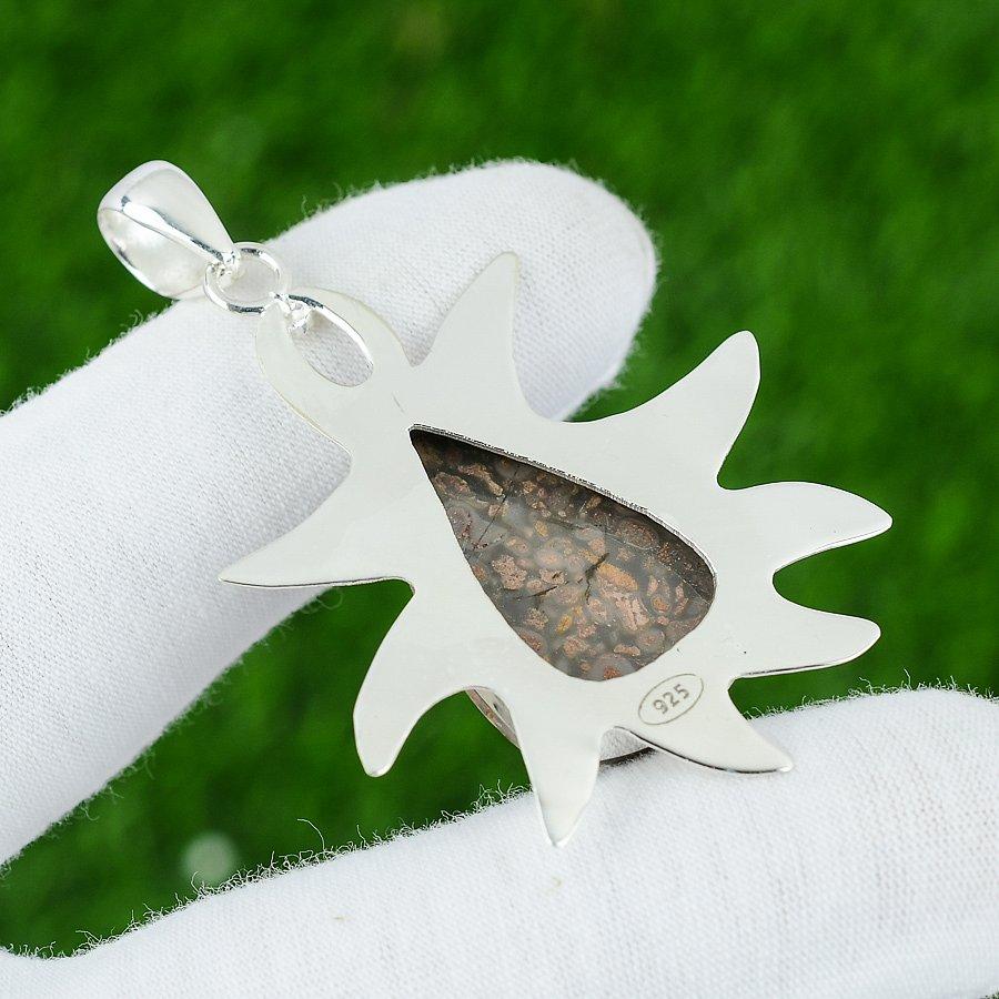Natural Poppy Seed Jasper Gemstone Jewelry 925 Sterling Silver Pendant For Girls