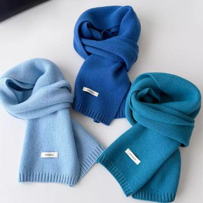 Korean Style New Versatile Solid Color Pure Wool Scarf for Women Autumn and Winter Warm Knitted Scarf Fashionable Versatile Scarf