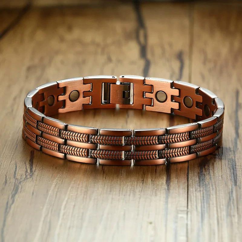 

High Strength Neodymium Magnets Copper Bracelet for Men Pure Copper Bangle Wristband Jewelry Gifts 21.5CM