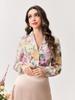Chemise Femme Coupe Slim Manches Longues Imprimé Floral avec Nœud Papillon - Printemps/Été 2025