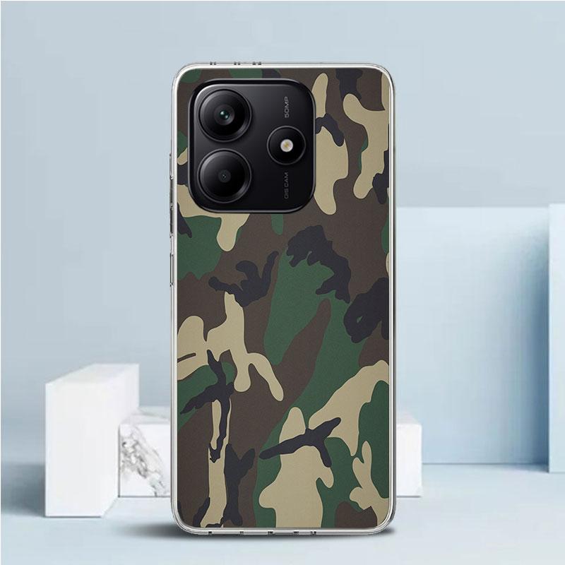 Camouflage Military Soft Cover for Xiaomi Redmi Note 15 14 13 12 Pro Plus Phone Case 14S 11S 11T 11E 10S 10 4G Pattern Shell Red