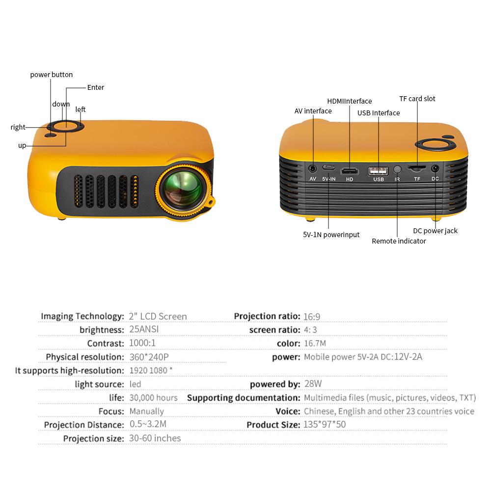 Transjee A2000 Projector Smart Wireless Connection Full HD Video Projection with Screen Mirror