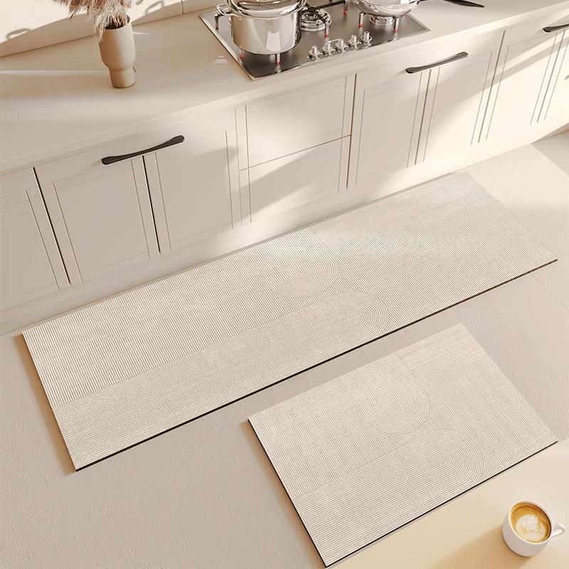 2PC Japanese Kitchen Floor Mat New Cream Wind Diatomium Mud Bathroom Non-Slip Foot Mat Waterproof Oil Long Carpet