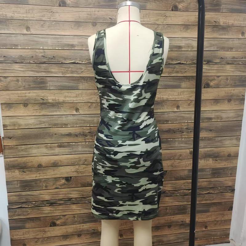Women's Summer Camouflage Slim Fashion Sexy Halter Dress