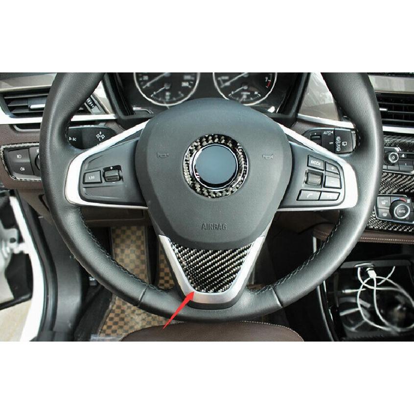 Fit For BMW X1 2016-2022 Real Carbon Fiber Steering Wheel U-Type Cover Trim 1PCS