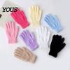 Touchscreen Coral Fleece Mittens Winter Warm Gloves for Women, Soft Five Finger Washable Polyester Thermal Gloves, Solid Color Windproof Autumn