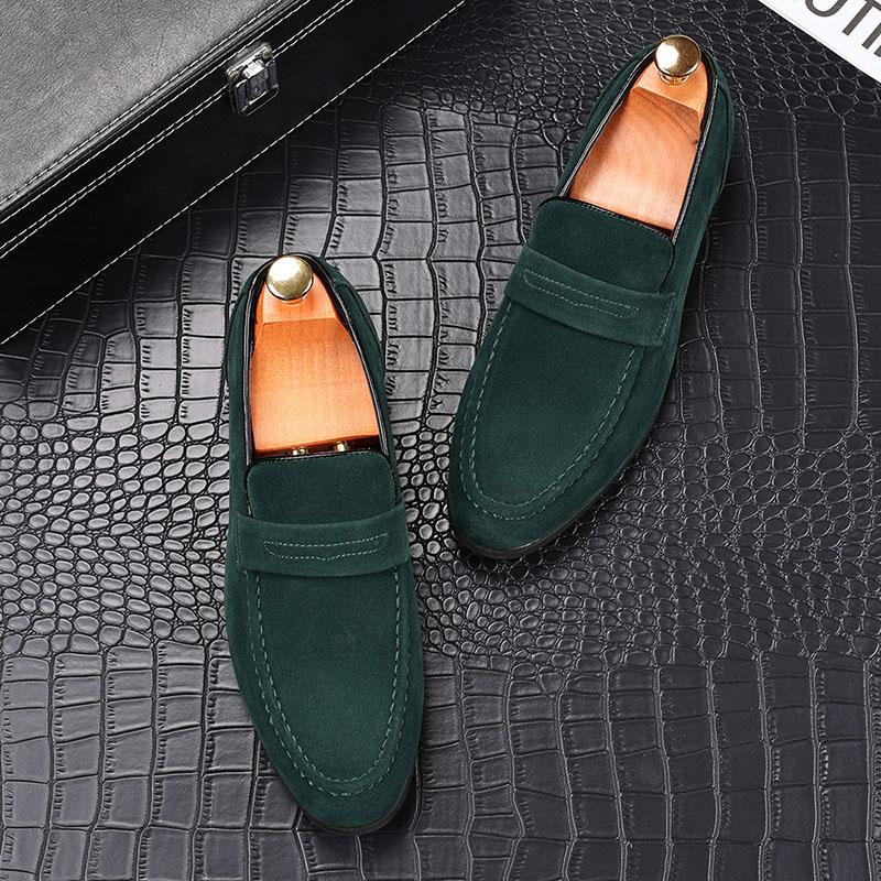 New Men Charm Pointed Suede Slip On Penny Oxford Flats Casual Shoes Homecoming Wedding Dress Prom Zapatillas Hombre