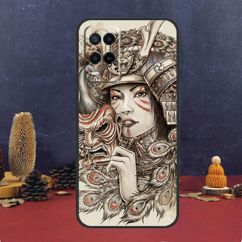 Japanese Samurai Warrior Case For Oppo A80 A60 A40 A78 A98 A58 A38 A18 A54 A74 A94 A96 A76 A16 A15 A17 A57 A5 A6 Pro