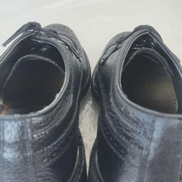 USED/60s-70s Vintage STUART HOLMES Goodyear Long Wingtip Shoes 27.5-28cm Black