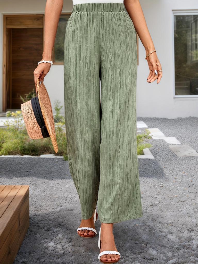 Solid Color Casual Wide-Leg Pants - Stylish Spring/Summer Women's Fashion