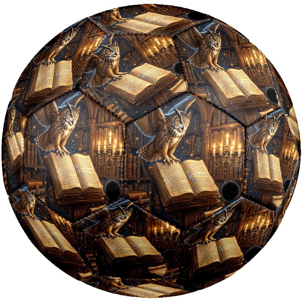 1pc Wise Owl Library Theme Soccer Ball Football, Size 5, Lightweight PVC, Outdoor Training Soccer Ball,Sports Gift t61445