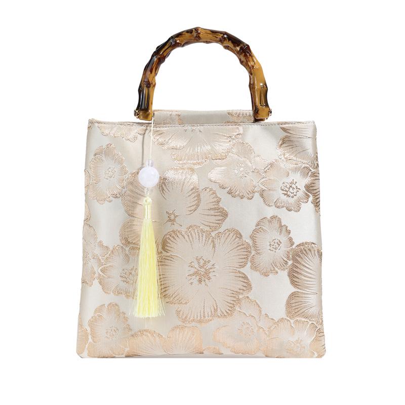 

Женская льняная бамбуковая сумка ручной работы через плечо 2024 с вышивкой и пайетками