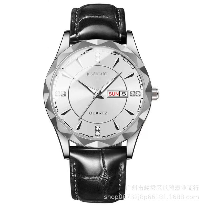 Trendy Men'S Watch Men'S Waterproof Stainless Steel Double Calendar Premium Quartz Watch Luminous
