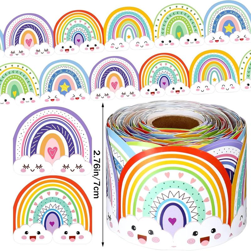 1Roll Self Adhesive Rainbow Pencil Edge Stickers Chalkboard Bulletin Board Border Paper 3Inch Border Classroom Decors