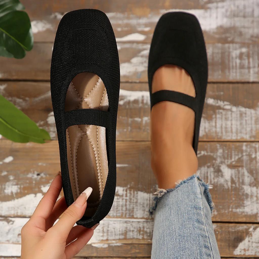 Scarpe Basse da Donna Moda Bocca Bassa Scarpa Singola Designer Punta Quadrata Scarpe Piatte Casual Morbide Comode Scarpe Piatte da Ballerina per Donna