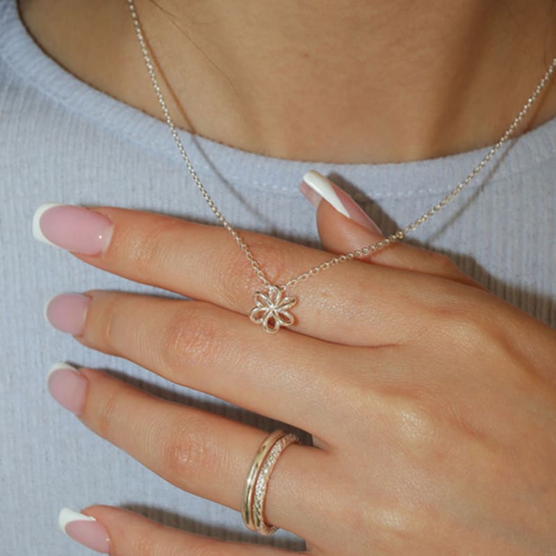 modernlike silver 925 blossom flower necklace